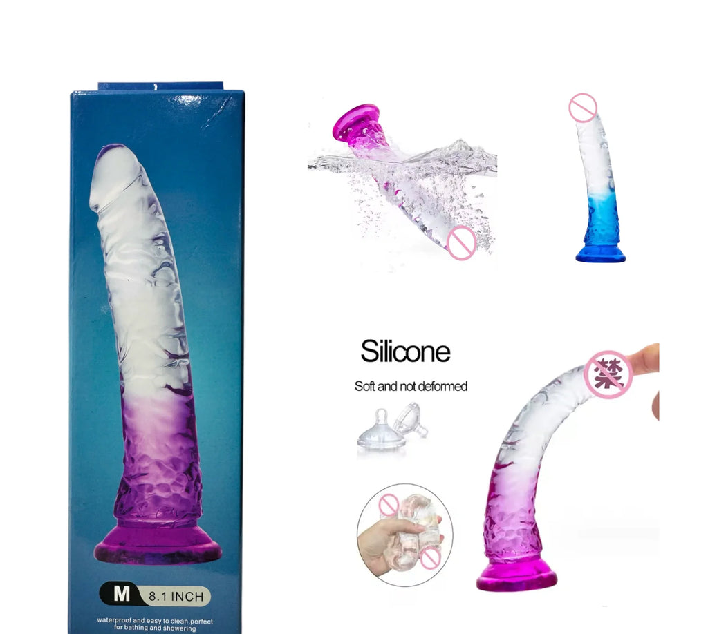 Dildo transparente de silicona flexible